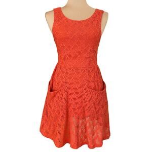 Free People Crochet Blood Orange Dress Size XS